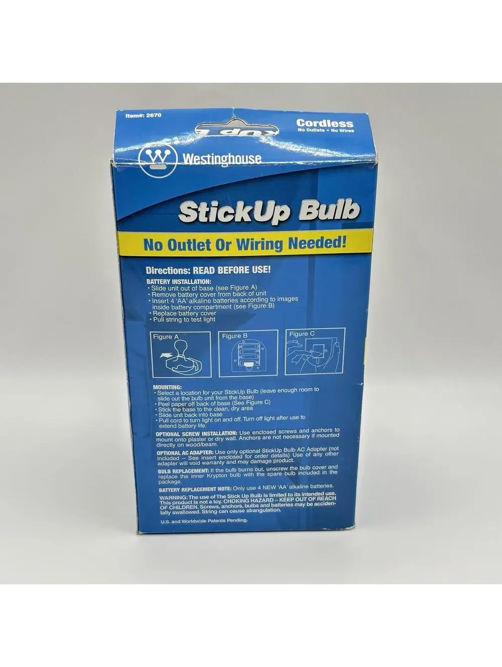 Westinghouse As Seen On TV Closet Wall StickUp Bulb Light Lamp Peel & Stick NEW